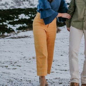 Madewell Mustard strip pants